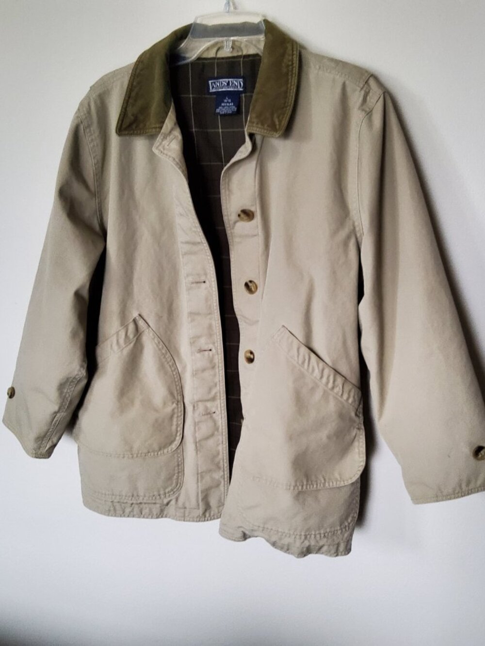 Land's End Khaki Barn/Chore Jacket with Corduroy collar size L